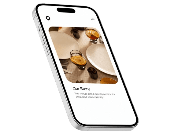 Restaurant website on a phone