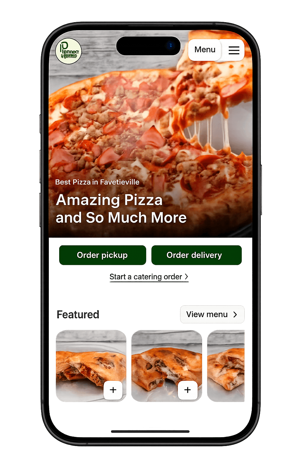 Restaurant online ordering on a phone